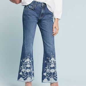 Pilcro high rise crop flare broidered jeans